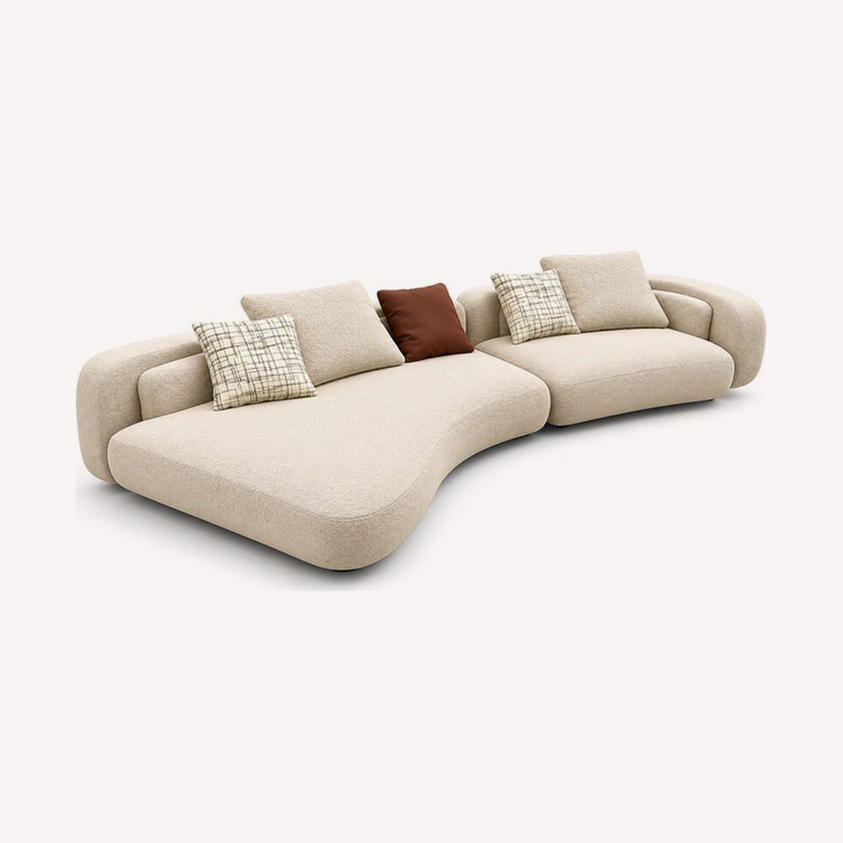 Statement sofas with deep seats, sculptural curves and performance fabrics, from apartment-friendly 76" sofas to 150" lo