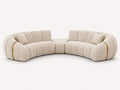 Calimero curved sectional sofa with built-in center table and gold accents