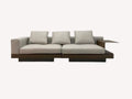 Vietnam low gray platform sofa with integrated side shelf