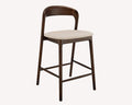 Liav walnut wood bar stool with light upholstered seat