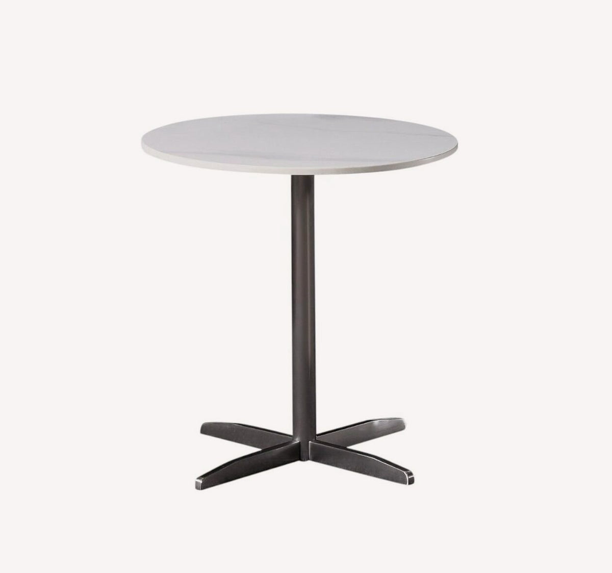 Moody round white marble look bistro side table