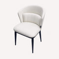 Stripe white vegan leather dining chair with channel tufted back