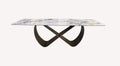 Infinity marble look porcelain dining table on looping base