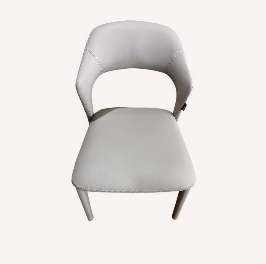 Sahara light gray vegan leather dining chair with curved open back