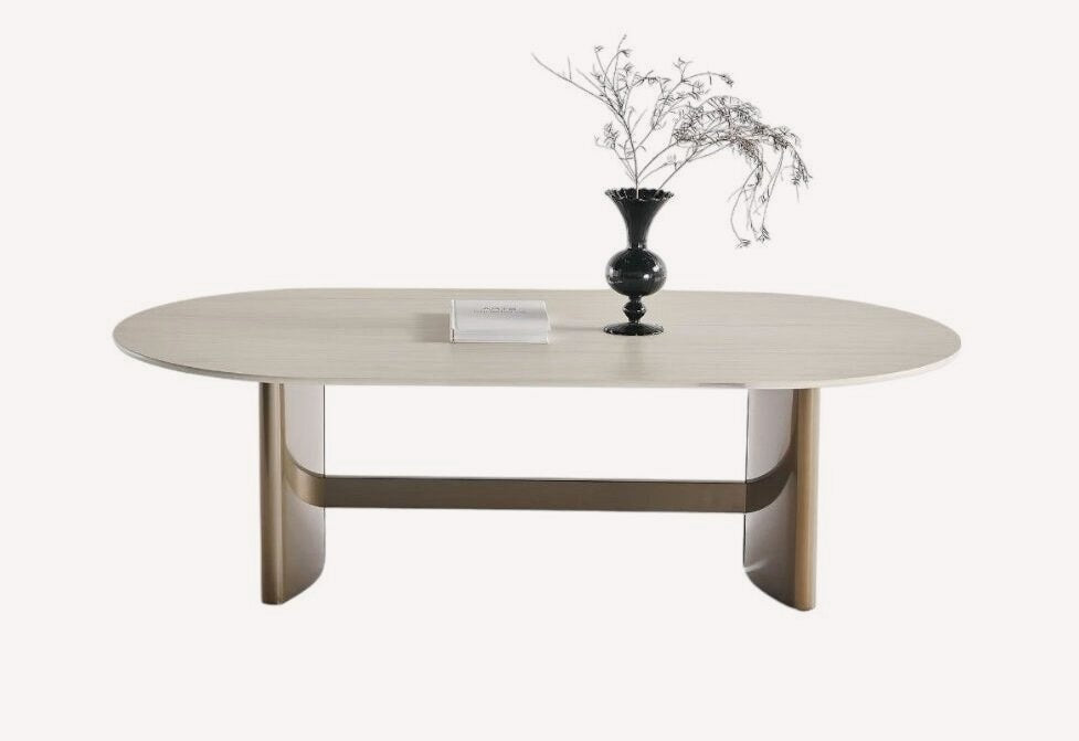 Patrice cream oval coffee table on curved legs