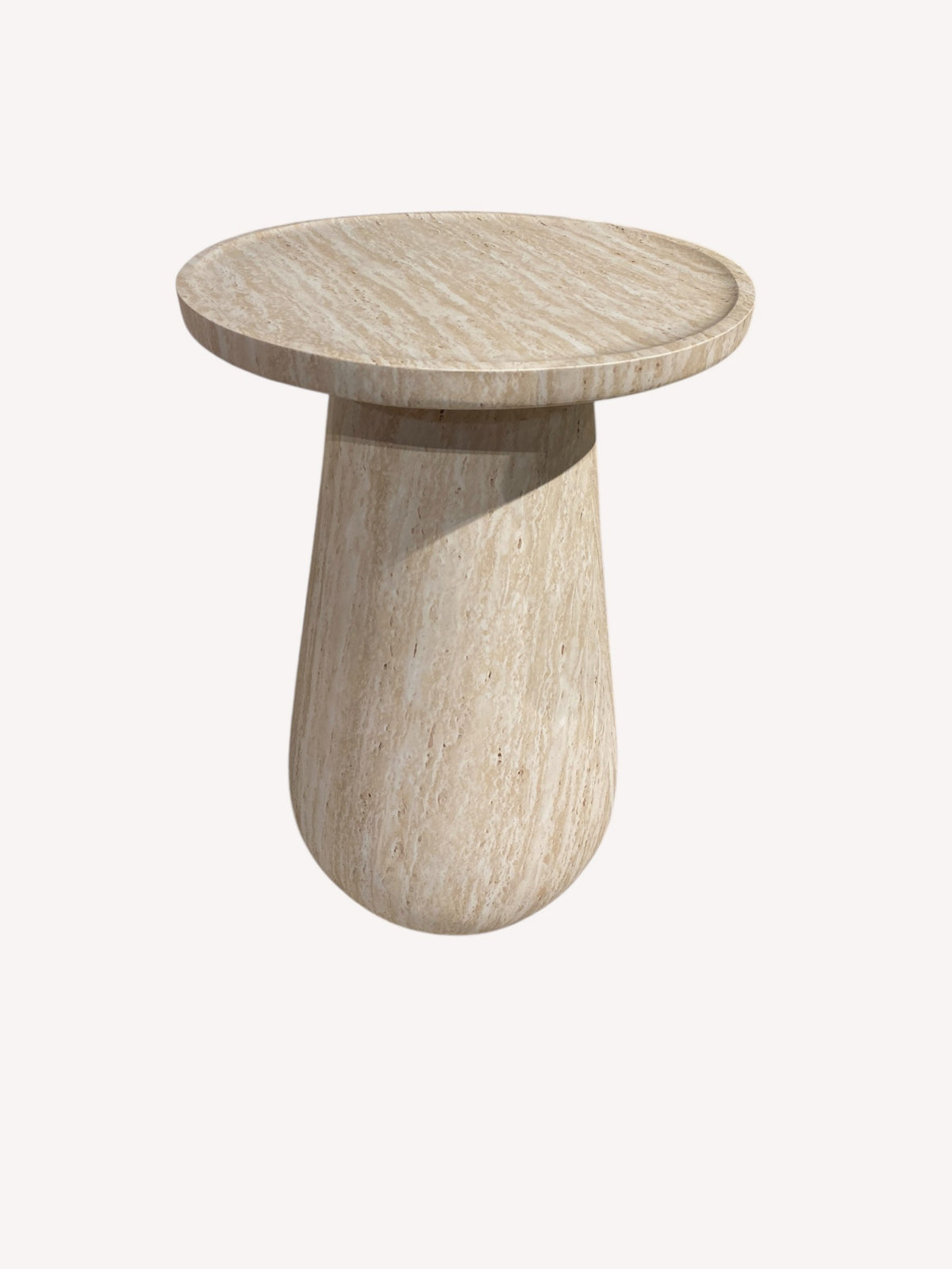 Ohio travertine pedestal side table