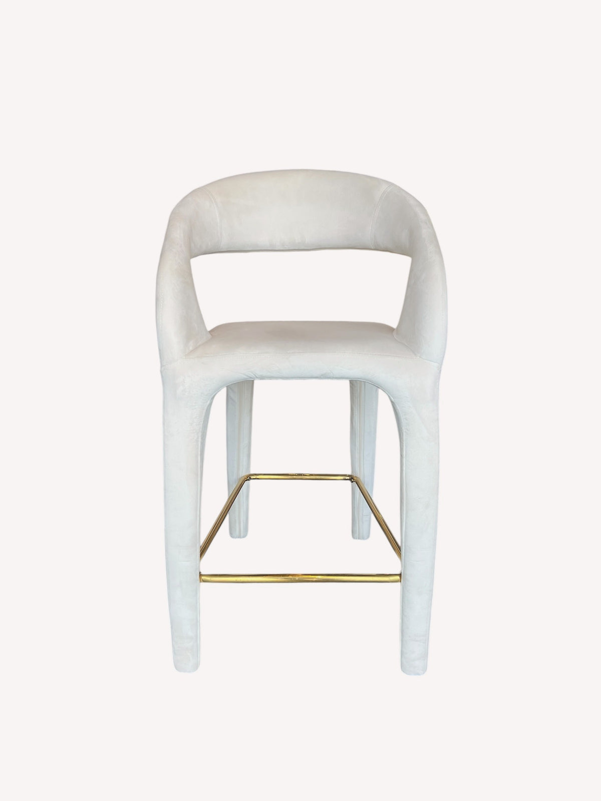 Apollo curved back counter stool with gold metal stretcher