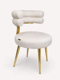 Carolina ivory dining chair with double bolster back and gold legs