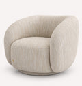 Sorrel rounded sculptural swivel chair in textured woven fabric