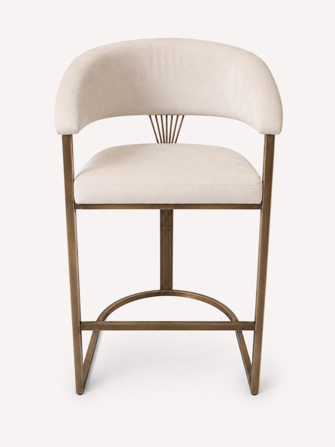 Bian cream velvet counter stool with stainless steel legs