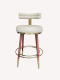 Carolina counter stool with double roll padded back and gold rods