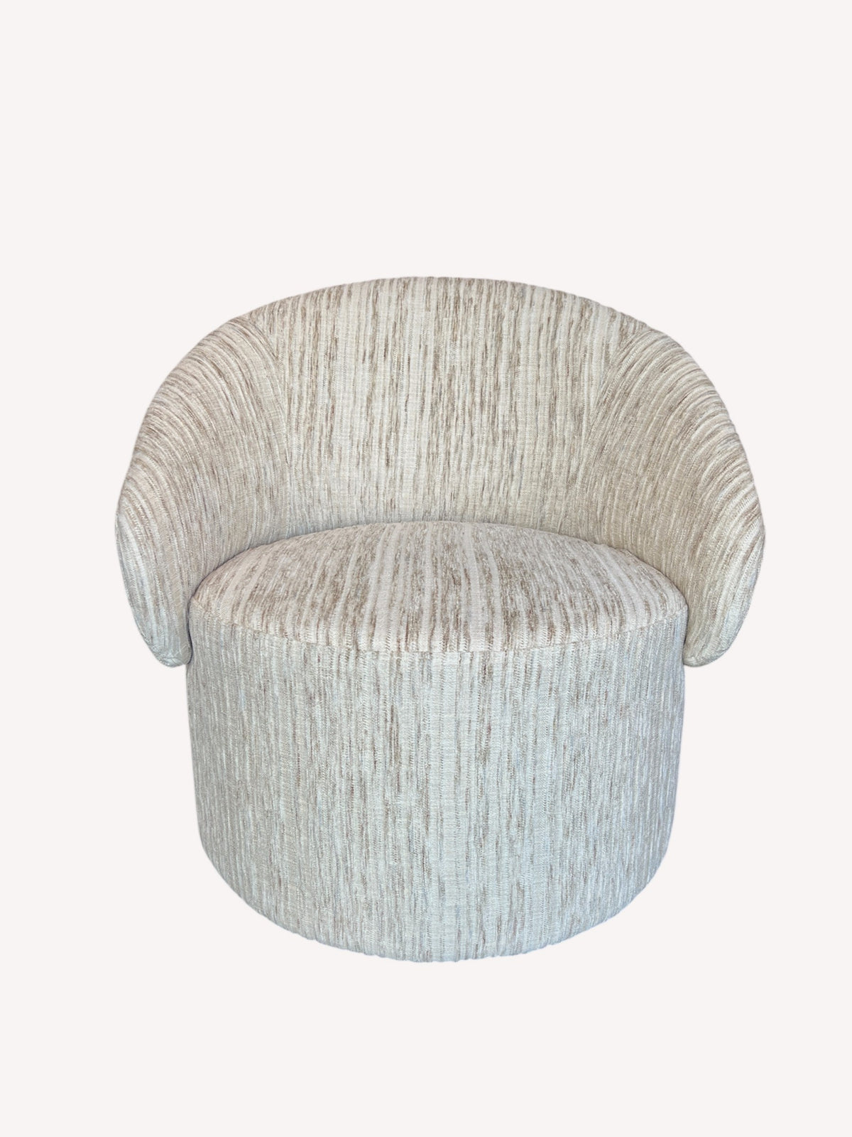 Emily round sculptural accent chair in cream fabric