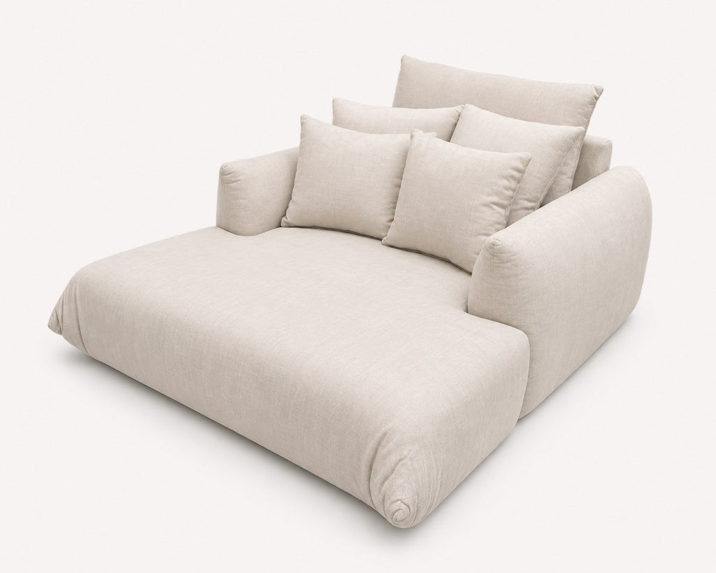 Pouf wide low lounge chaise with oversized cushions