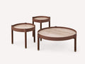 Palermo set of three round travertine tables at staggered heights