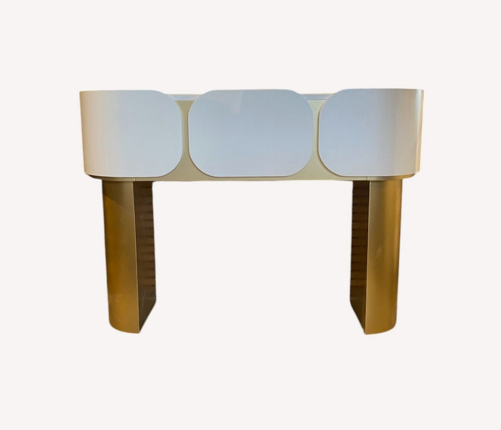 Cancun cream petal console table on gold legs