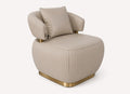 Hong Kong round channel stitched lounge chair with gold details