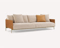 Alex modern sofa in cream with camel leather side frames