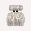 Venezia armless sculptural accent chair in beige and cream pattern