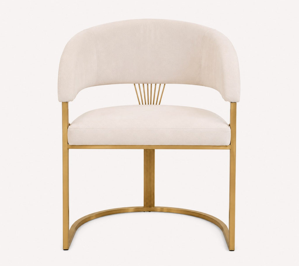 Bian cream velvet dining chair with stainless steel legs