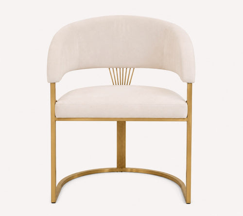 Bian cream velvet dining chair with stainless steel legs