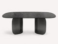 Imperia sculptural all-glass oval dining table in smoked glass