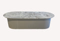 Star oval marble look coffee table on fluted ivory base