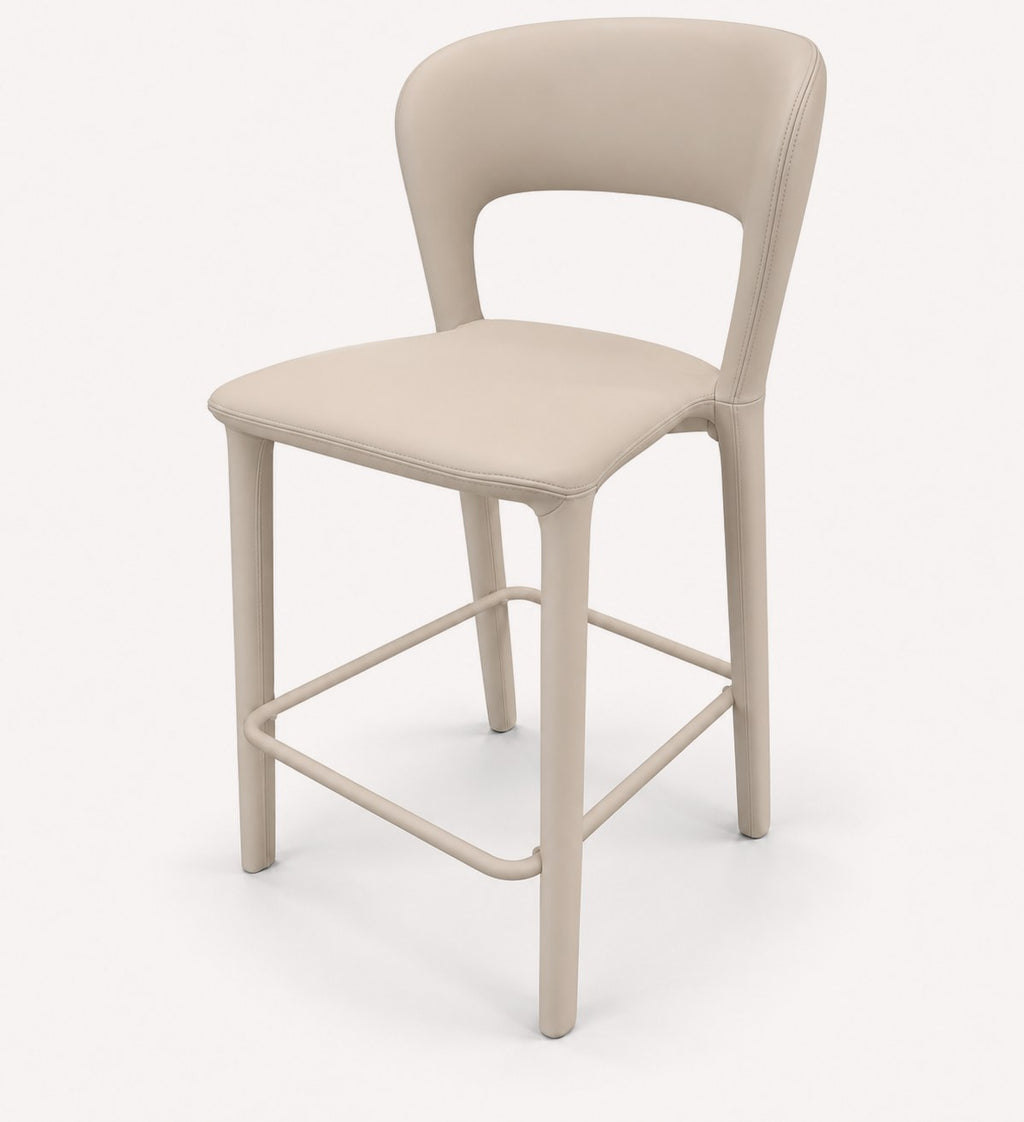 Titi vegan leather counter stool with sahara tone footrest