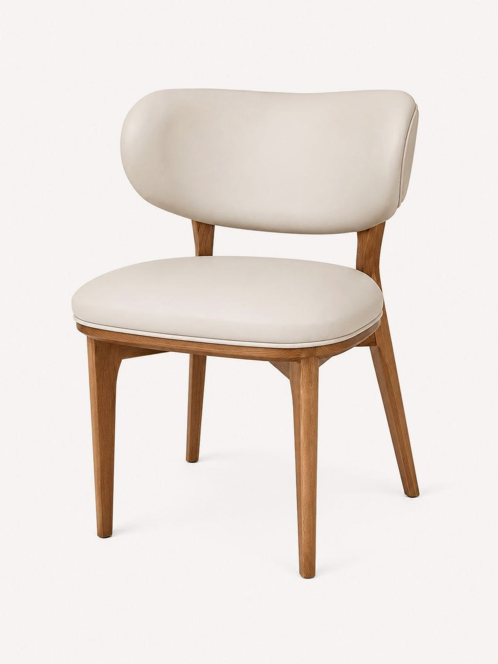 Elias dining chair with solid wood legs and vegan leather seat