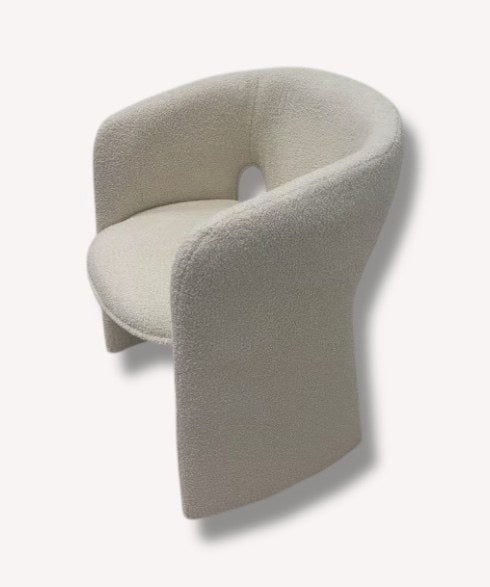 Louis ivory bouclé tub chair with keyhole back