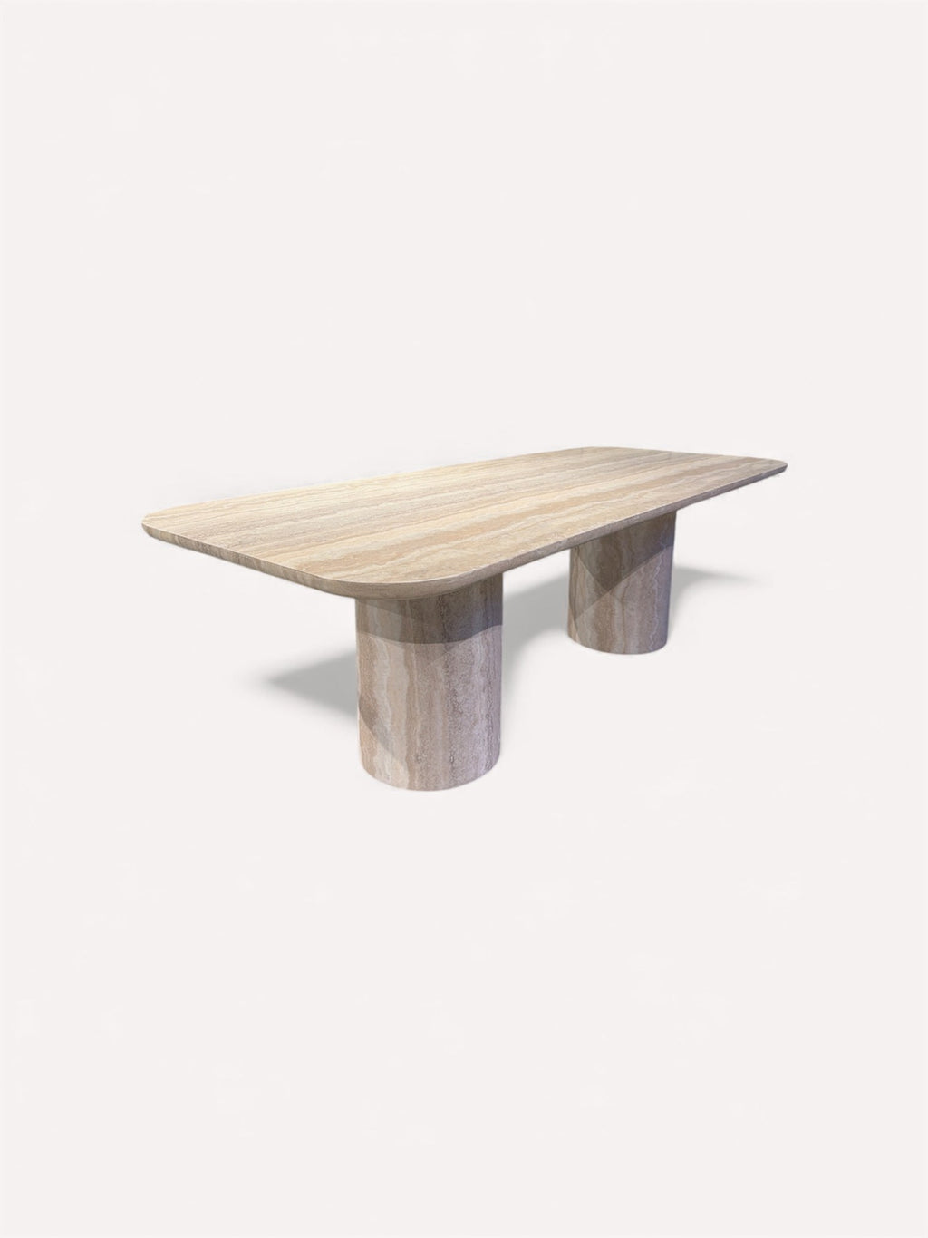 Madrid stone-look dining table on twin cylindrical columns