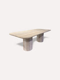 Madrid stone-look dining table on twin cylindrical columns