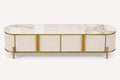 On long fluted sideboard with sintered stone top and aluminum details