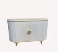 Valencia white sideboard with concentric circle doors and gold legs