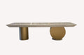 Alpha coffee table on gold cylinder and sphere base