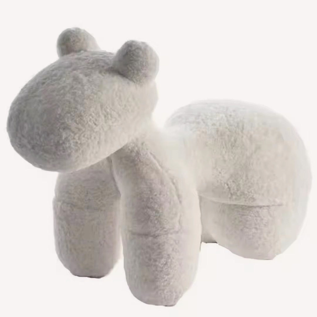 Noni white bouclé dog shaped ottoman