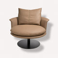 Urban Classic brown leather swivel chair on black metal base
