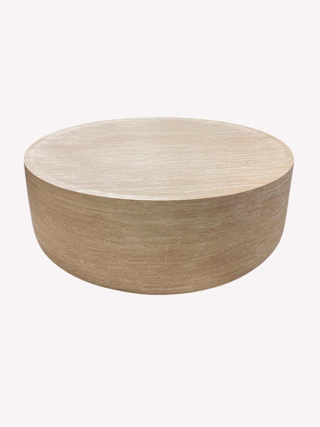 Ohio round travertine drum coffee table