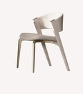 Queen ivory dining armchair with sculpted arms and gold legs