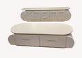 Las Vegas ribbed blush media console and oval coffee table set