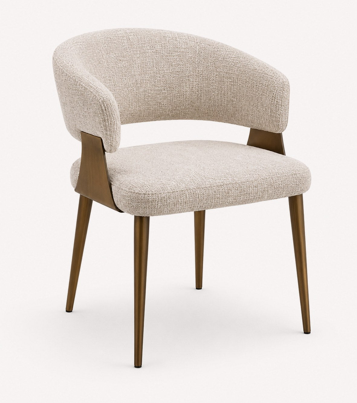 Mali curved upholstered dining chair with bronze legs