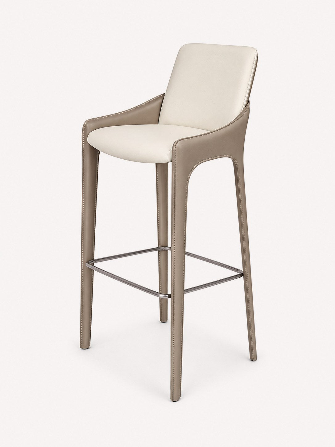 Vogue counter stool with light upholstery and dark outer shell