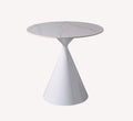White Flower round table with marble look top on white cone base