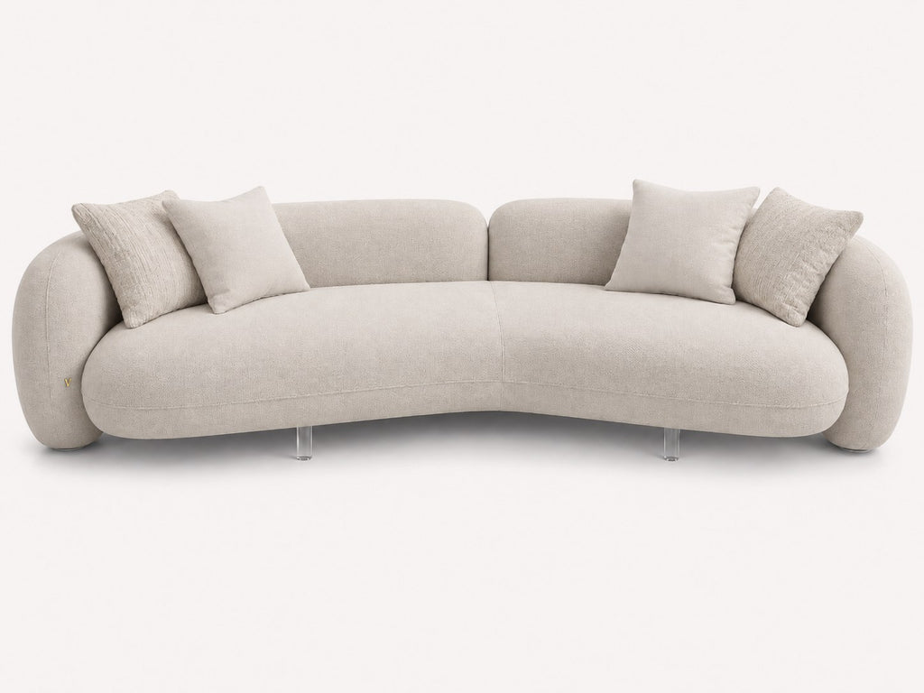 Sorella organic curved sofa in textured woven fabric