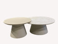 Cono pair of round tables on cream cone bases