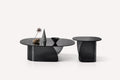 Amber sculptural all-glass coffee tables with textured amber bases
