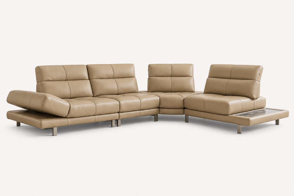 Aston modern power reclining sectional with slim metal legs