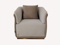 Christy greige tub accent chair with contrast piping
