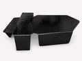 Imperia pair of black sculptural coffee tables with crackled smoked glass tops