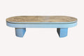 Orlando fluted white coffee table with marble look oval top