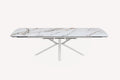 Solitaire extendable marble look porcelain dining table on white star base